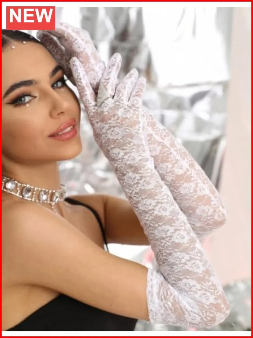 Long Lace Gloves for Formal Dress Opera Gloves Elbow Length Floral Lace